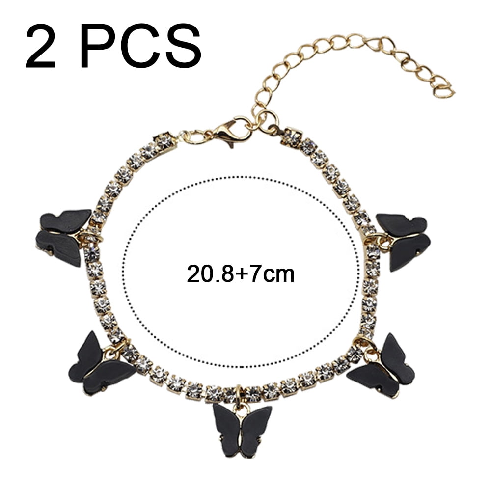 Women/Men Skeleton Skull Head Adjust Black Genuine Leather Anklet Bracelet  9-14